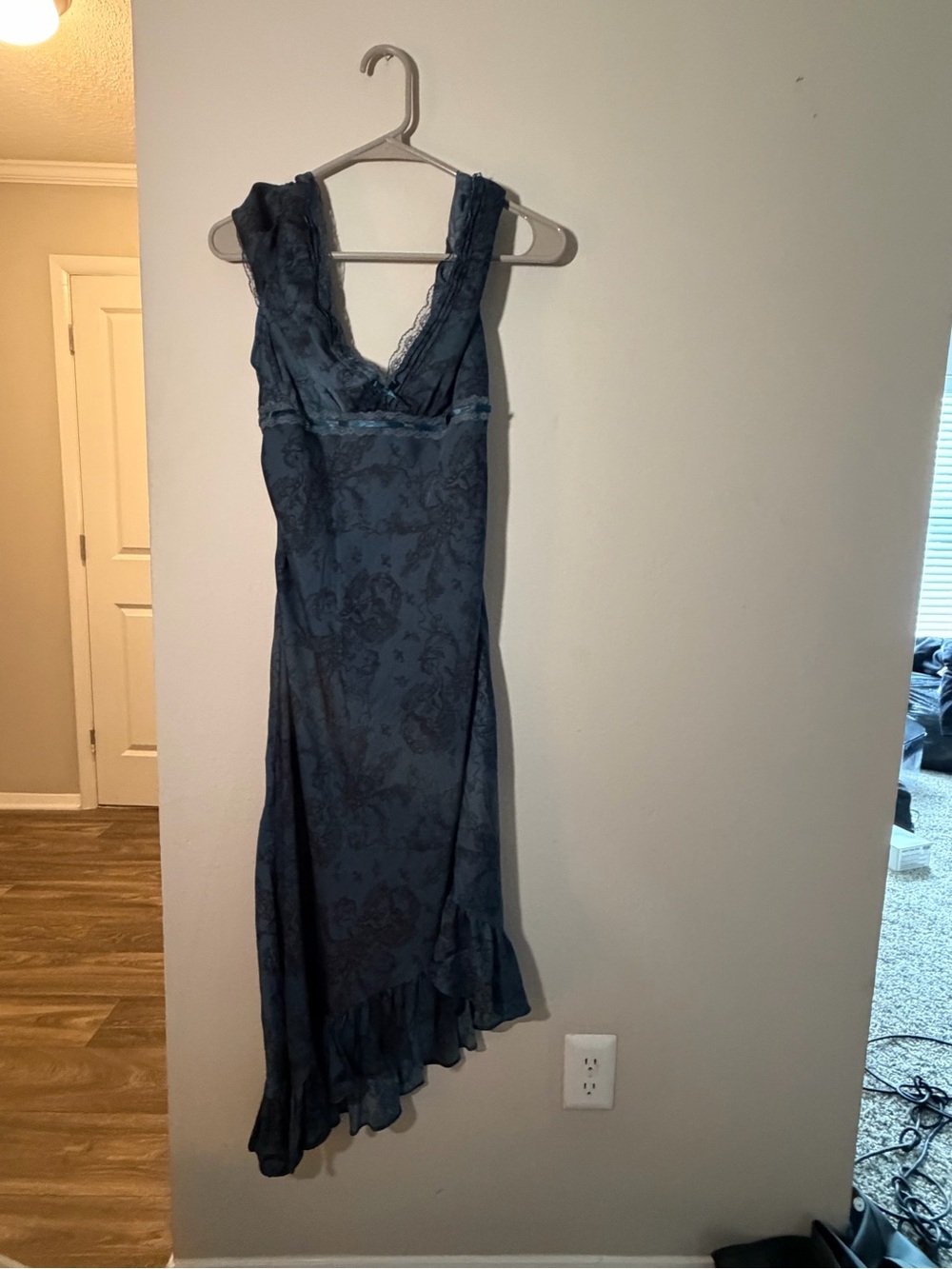 Kimchi Blue Urban Outfitters Cherub Green- Blue Lace-Trim Maxi Dress